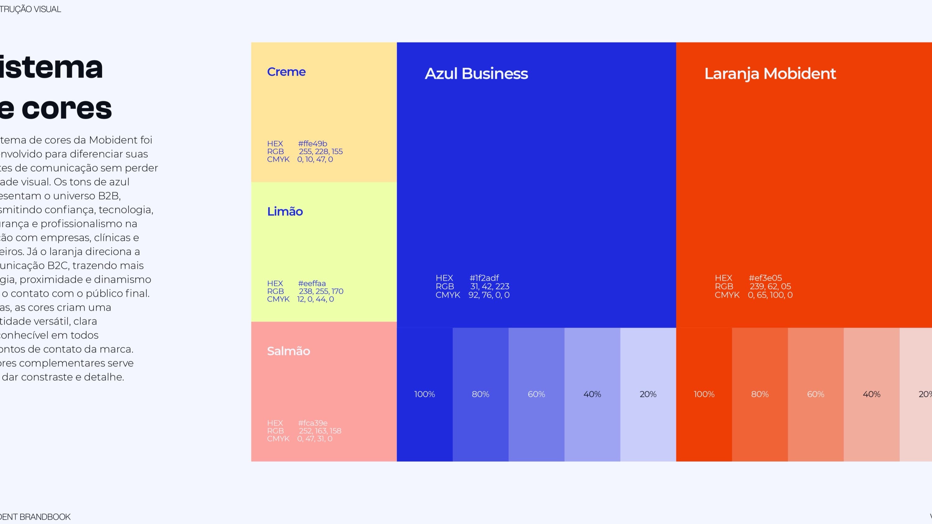 Sistema de cores da identidade visual da Mobident